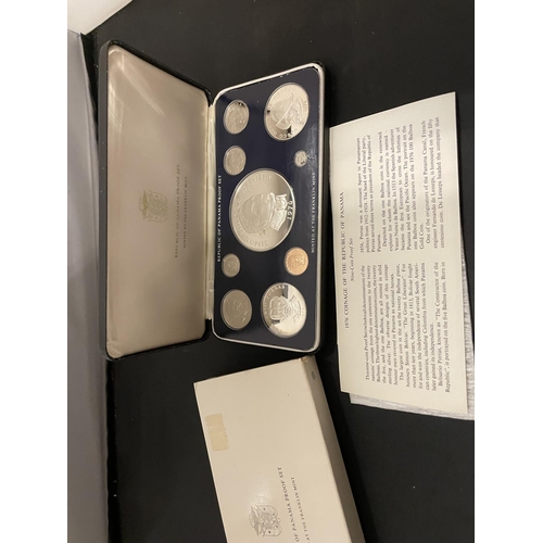 469 - PANAMA 1976 9 COIN PROOF SET . PRISTINE WITH COA