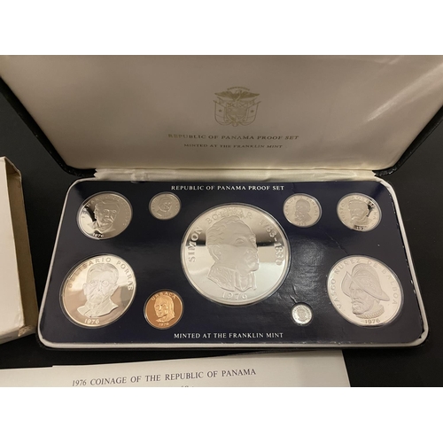 469 - PANAMA 1976 9 COIN PROOF SET . PRISTINE WITH COA