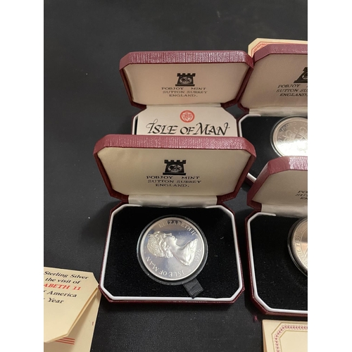 472 - ISLE OF MAN , BOXED WITH CERTIFICATES , SILVER PROOF CROWNS FOR THE YEARS : 1975 , 1976 X 2 , 1977 X... 