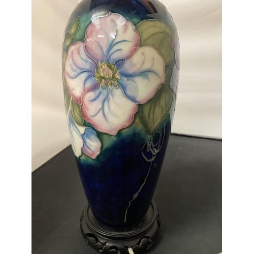 757 - A MOORCROFT CLEMATIS TABLE LAMP - 27 CM