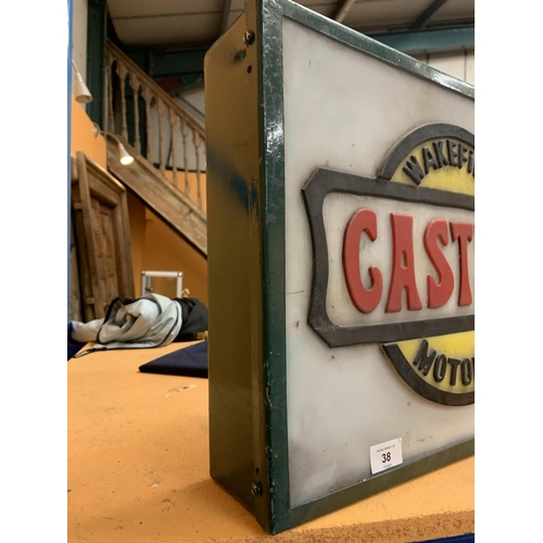 38 - AN ILLUMINATED 'CASTROL' SIGN