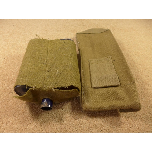 316 - A BRITISH WORLD WAR I WATER BOTTLE AND A CANVAS POUCH (2)