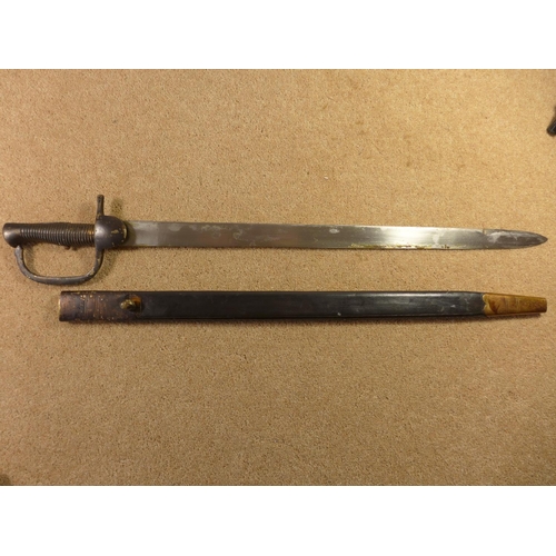 343 - A REPLICA BAKER RIFLE SWORD BAYONET AND SCABBARD