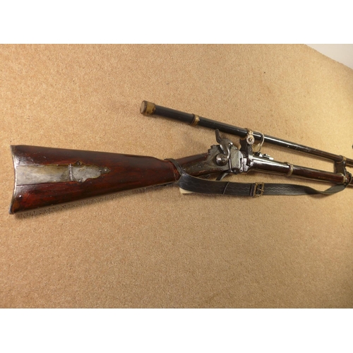 344 - A REPLICA NON FIRING M1859 SHARPS RIFLE, HEAVILY VARNISHED