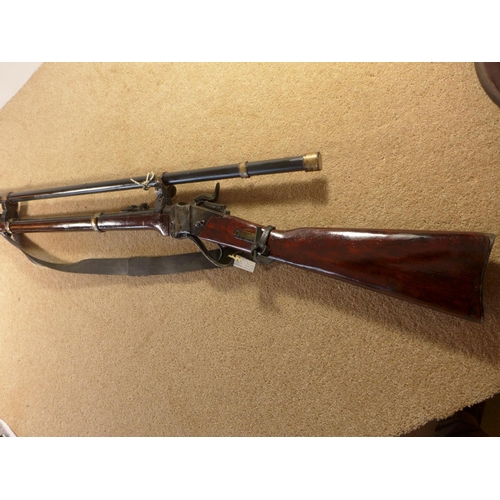 344 - A REPLICA NON FIRING M1859 SHARPS RIFLE, HEAVILY VARNISHED