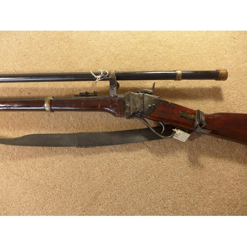 344 - A REPLICA NON FIRING M1859 SHARPS RIFLE, HEAVILY VARNISHED