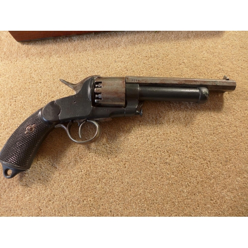 345 - A CASED DENIX REPLICA NONFIRING LE-MAT U.S. CIVIL WAR PISTOL, THE CASE WITH BULLET MOULD, POWDER FLA... 