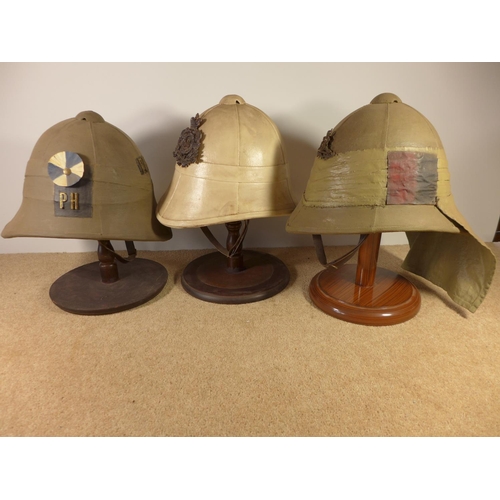 350 - THREE BOER WAR RE-ENACTMENT BRITISH HELMETS