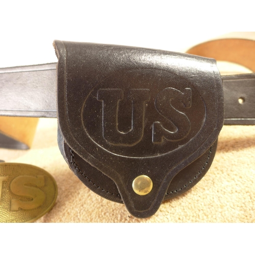 354 - AN AMERICAN CIVIL WAR RE-ENACTMENT US BELT AND POUCH