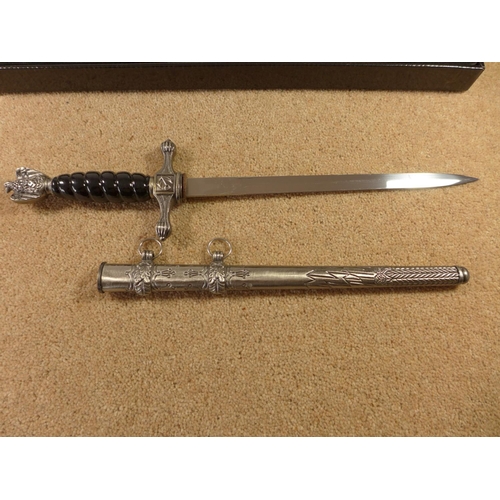 362 - A REPLICA BOXED NAZI NAVAL DRESS DAGGER, 26CM BLADE AND A BOXED DAGGER, 24.5CM BLADE (2)