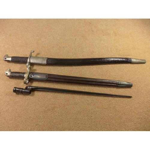 368 - THREE BAYONETS TO INCLUDE A BRITISH 1856/58 EXAMPLE