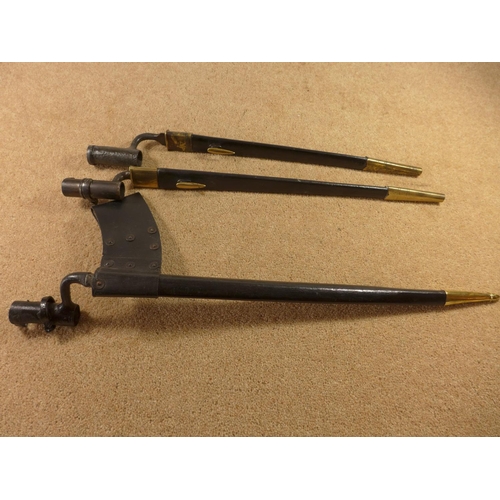 371 - TWO MARTINI HENRY TYPE BAYONETS AND A SOCKET BAYONET (3)