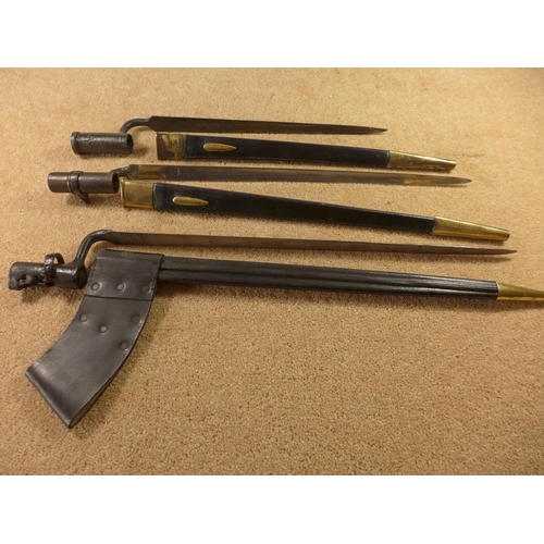 371 - TWO MARTINI HENRY TYPE BAYONETS AND A SOCKET BAYONET (3)