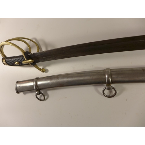 427 - A REPLICA 1801-1815 FRENCH HUSSARS OFFICERS SWORD AND SCABBARD, 86CM BLADE