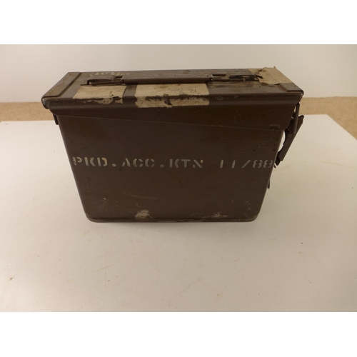 461 - A GREEN PAINTED AMMUNITION BOX DATED 1955