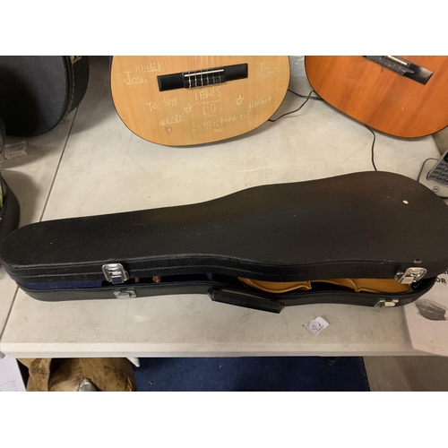 259 - A HALF CASE VIOLIN TO INCLUDE CHIN REST AND BOW