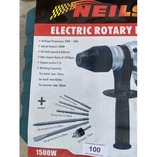 100 - A NEILSON ELECTRIC ROTARY HAMMER DRILL SET   + VAT