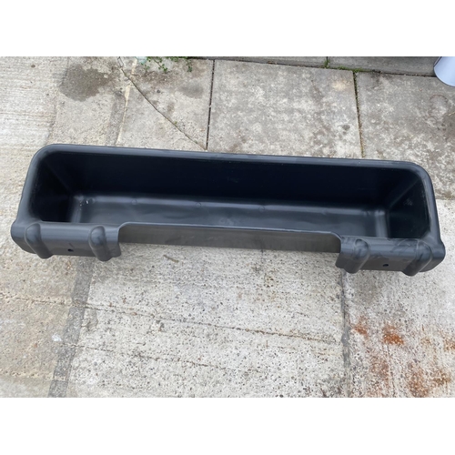 113 - THREE 4' BLACK PLASTIC HANGING TROUGHS 4' LONG   +VAT