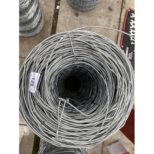 129 - A 100 METRE ROLL OF HIGH TENSILE SHEEP NETTING  +VAT