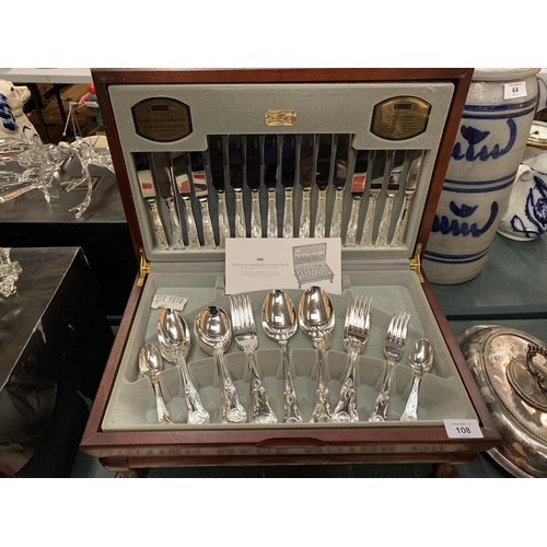 108 - A VINERS EMBASSY CANTEEN OF SILVER PLATE CUTLERY