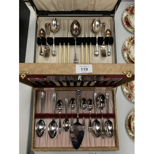 119 - TWO CANTEENS OF CUTLERY