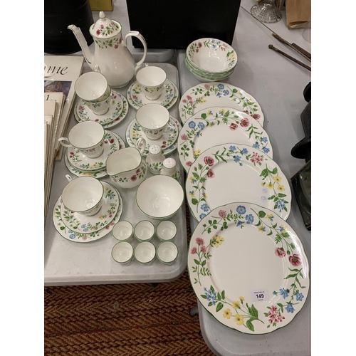 149 - A 'DUCHESS' COFFEE SET TO INCLUDE EGG CUPS AND SIX DINNER PLATES