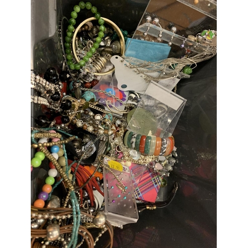 156 - A LARGE QUANTITY OF COSTUME JEWELLERY