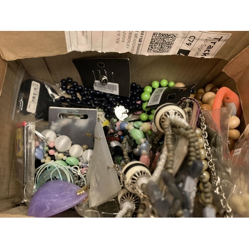 162 - A BOX OF ASSORTED COSTUME JEWELLERY