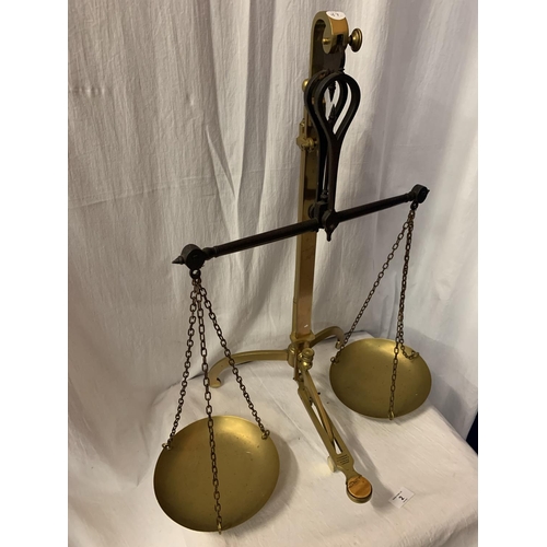 2 - A PAIR OF VINTAGE BRASS BALANCE SCALES