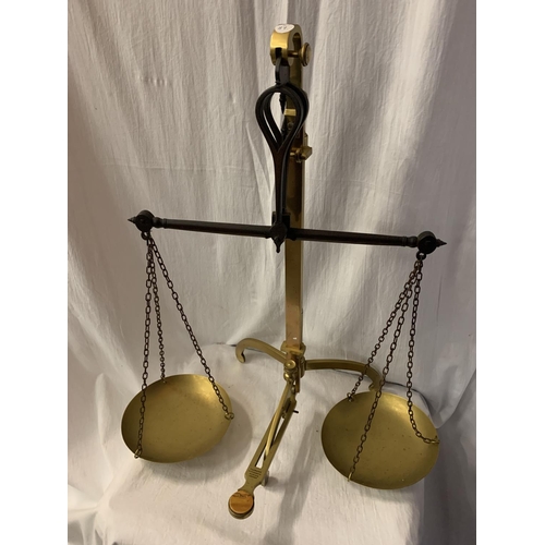 2 - A PAIR OF VINTAGE BRASS BALANCE SCALES