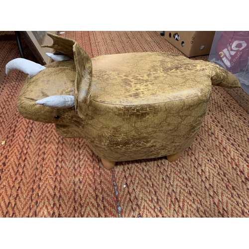 226 - A FAUX LEATHER TRICERATOPS FOOT STOOL HEIGHT APPROXIMATELY 35CM