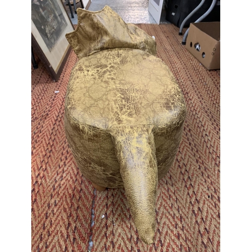 226 - A FAUX LEATHER TRICERATOPS FOOT STOOL HEIGHT APPROXIMATELY 35CM