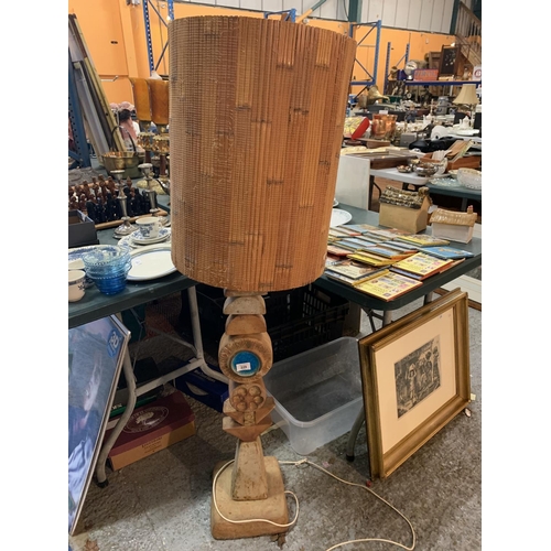 229 - A STUDIO POTTERY CERAMIC TOTEM STYLE FLOOR LAMP BELIEVED TO BE A BERNARD ROOKE EXAMPLE - ORIGINALLY ... 