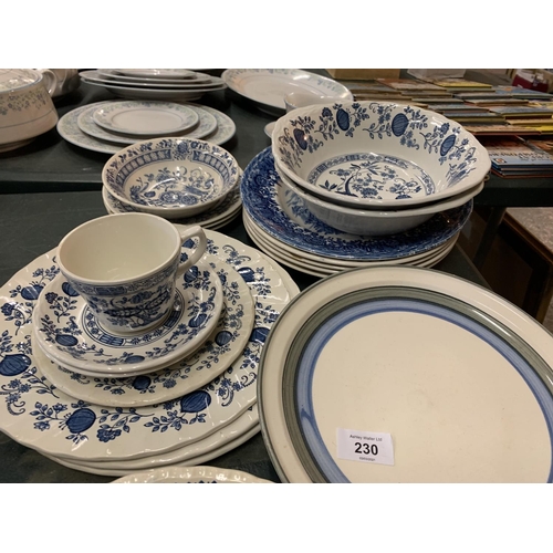 230 - A COLLECTION OF BLUE AND WHITE CERAMICS ETC