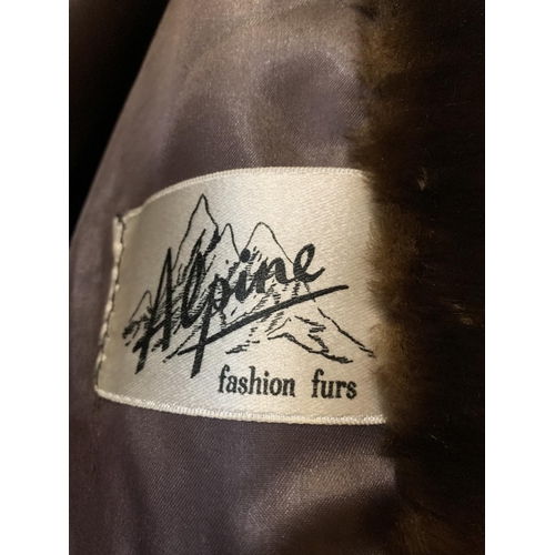 239 - A VINTAGE 'ALPINE' FASHION FURS BROWN COAT