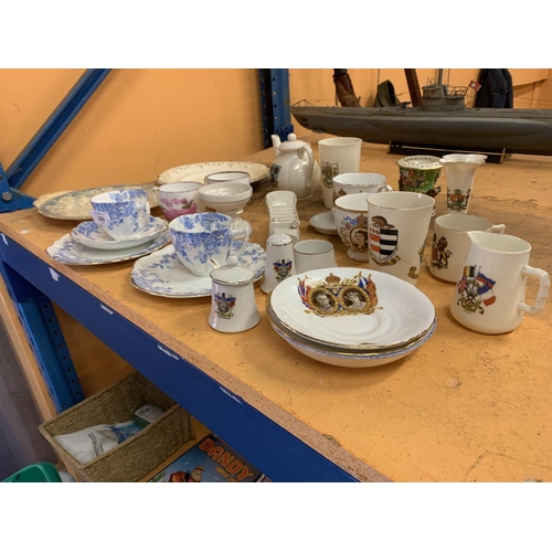 249 - AN ASSORTMENT OF MIXED CHINA TO INCLUDE CRESTED AND COMMEMORATIVE WARE