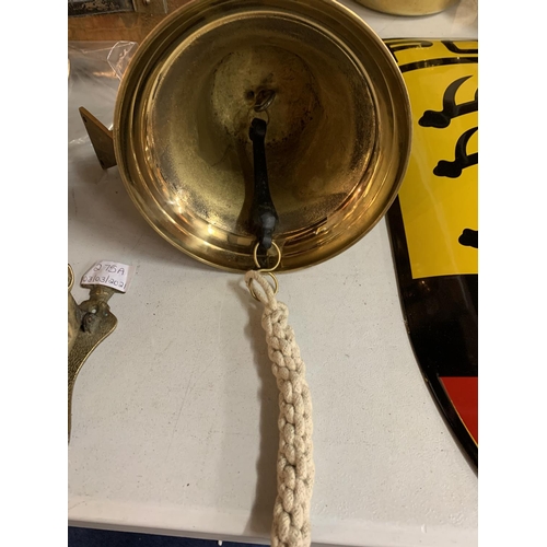 277 - A BRASS WALL HANGING SHIP'S BELL