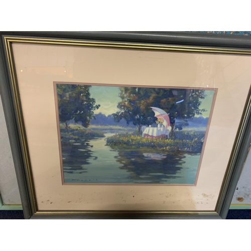 299 - THREE FRAMED PICTURES TO INCLUDE GILT FRAMED 'MOUNT RUNDLE IN WINTER' BY W.J PHILLIPS