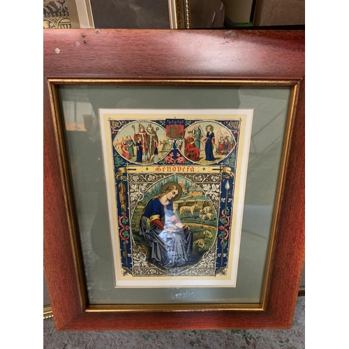 300 - FOUR FRAMED PICTURES TO INCLUDE PAIR OF POLYCHROME CHROMOLITHOGRAPHS