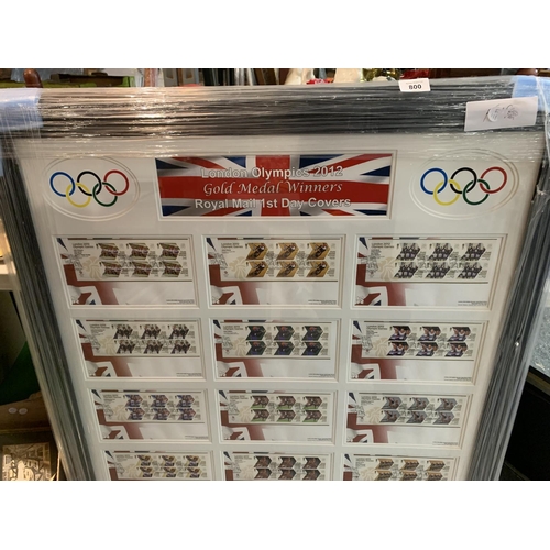 800 - A VERY LARGE FRAMED SET OF LONDON OLYMPICS FIRST DAY COVERS