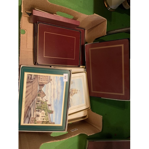 832 - A QUANTITY OF PLACE MATS AND COASTERS