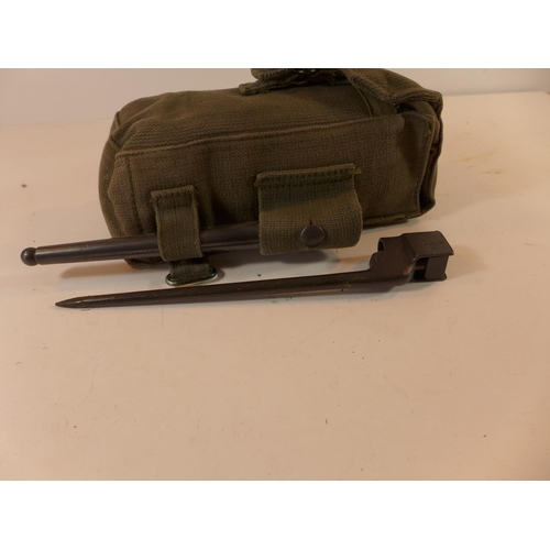 491 - A NO.4 MK II B SPIKE BAYONET, 20CM SPIKE AND A GREEN WEBBING POUCH