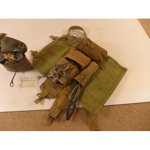 496 - A BREN GUN 303 MG MK I WEBBING SPARE PARTS KIT AND A SWISS K31 CLEANING KIT