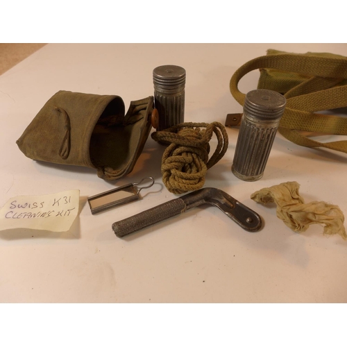 496 - A BREN GUN 303 MG MK I WEBBING SPARE PARTS KIT AND A SWISS K31 CLEANING KIT