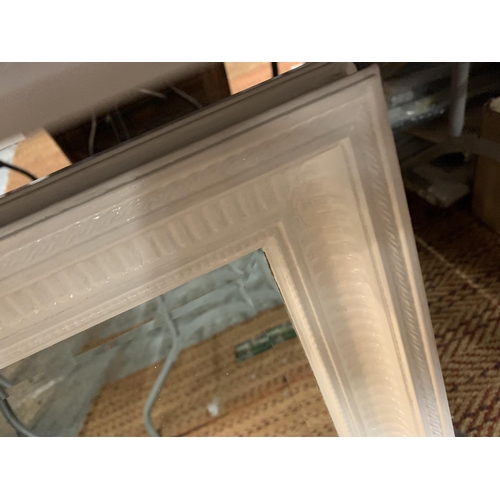 176 - A LARGE WHITE PAINTED FRAMED BEVEL EDGE WALL MIRROR