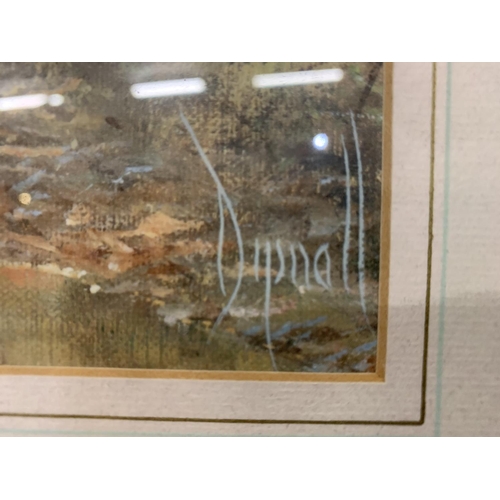 292 - A FRAMED PRINT DEPICTING CATTLE BY A STREAM