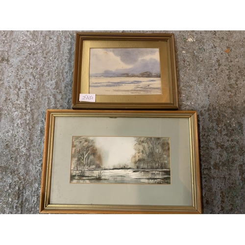 298A - A PAIR OF FRAMED WATER COLOURS ONE SIGNED FIONA KING