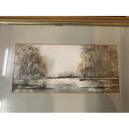 298A - A PAIR OF FRAMED WATER COLOURS ONE SIGNED FIONA KING