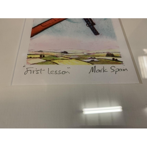 771 - A FRAMED WATERCOLOUR 'FIRST LESSON' BY MARK SPAIN