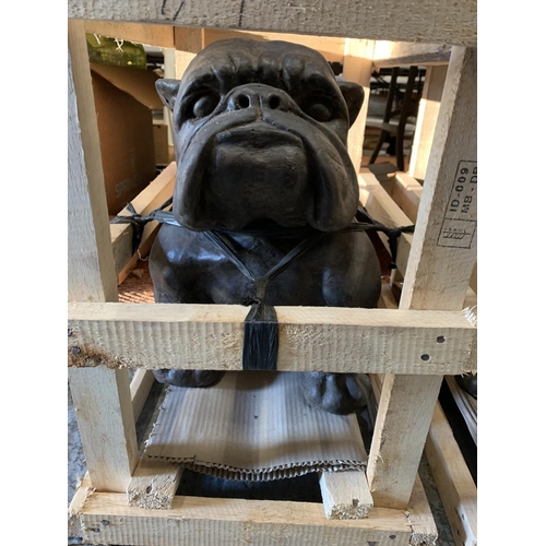 90A - A LARGE ORNAMENTAL BULLDOG MADE FROM VOLCANIC ROCK